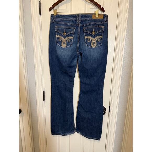 Seven7 Bootcut Jeans Size 14 Embroidered Pockets Mid Rise Coastal cowgirl Chic - Picture 1 of 12